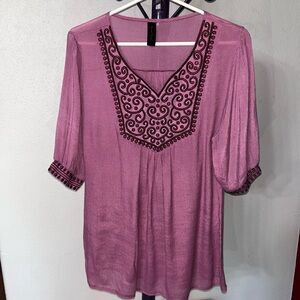 Sacred Threads Pink Embellished Tunic with 3/4 Sleeves